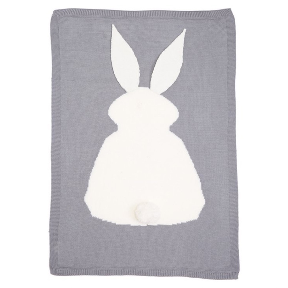 🔴Baby Bunny Blanket - Grey & White
